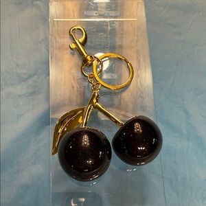 Fashion Jewelry Gold and Black Cherry Key Charm